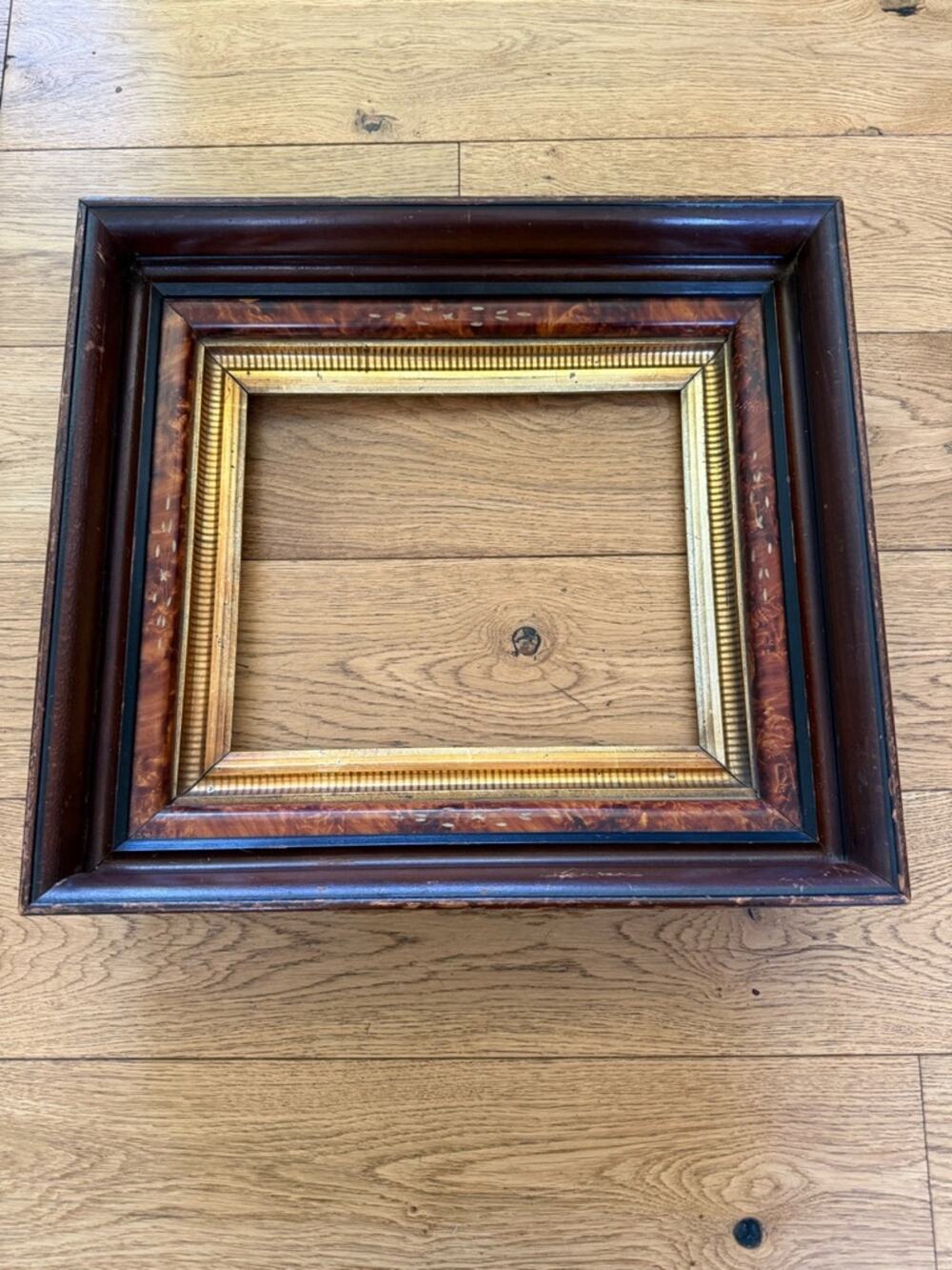 Vintage Victorian Faux Burlwood Ornate Gold Wood Frame